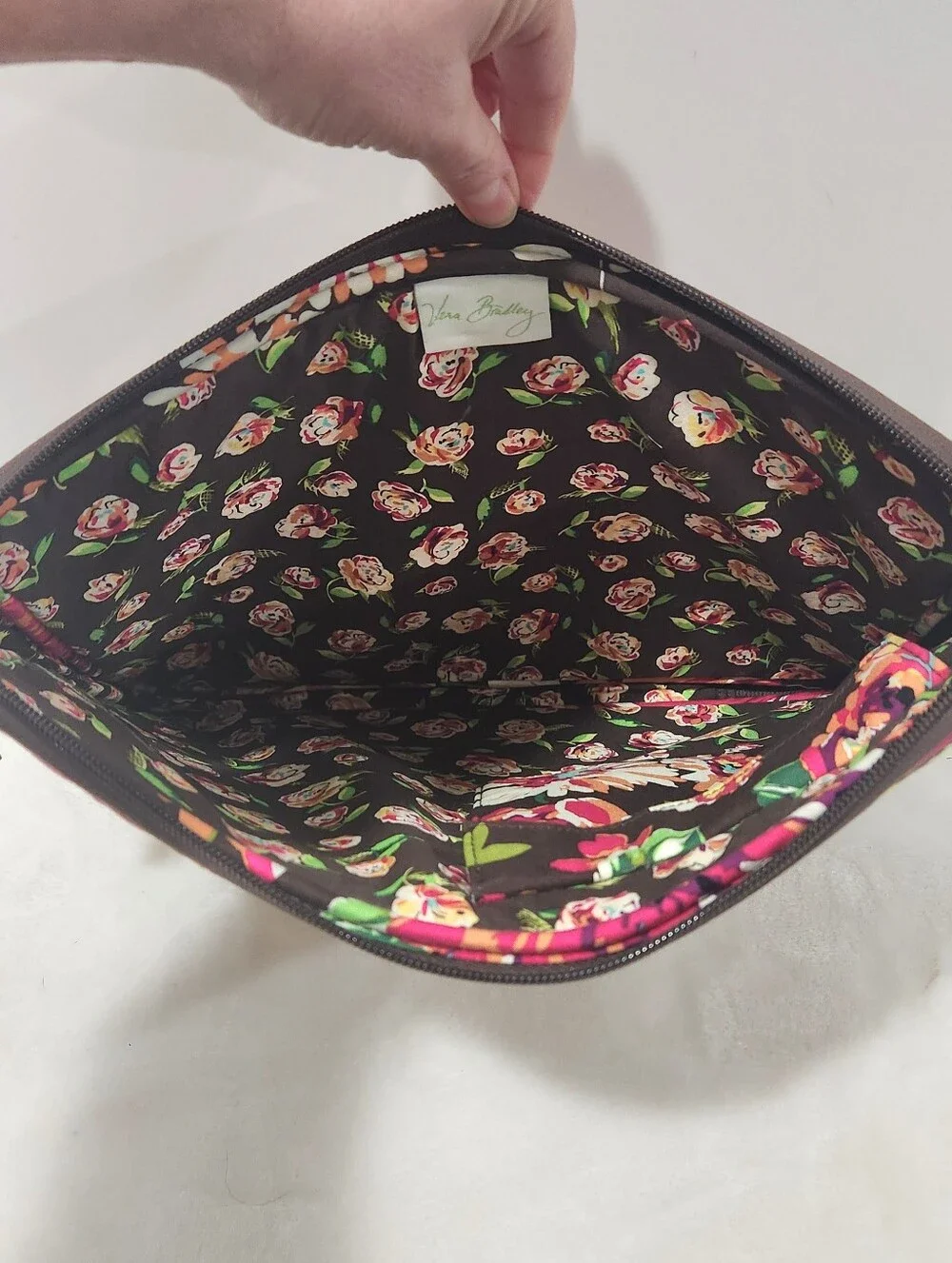 Vera Bradley Retired English Rose Brown Pink Quilted Tech Laptop Sleeve Case - Picture 9 of 11